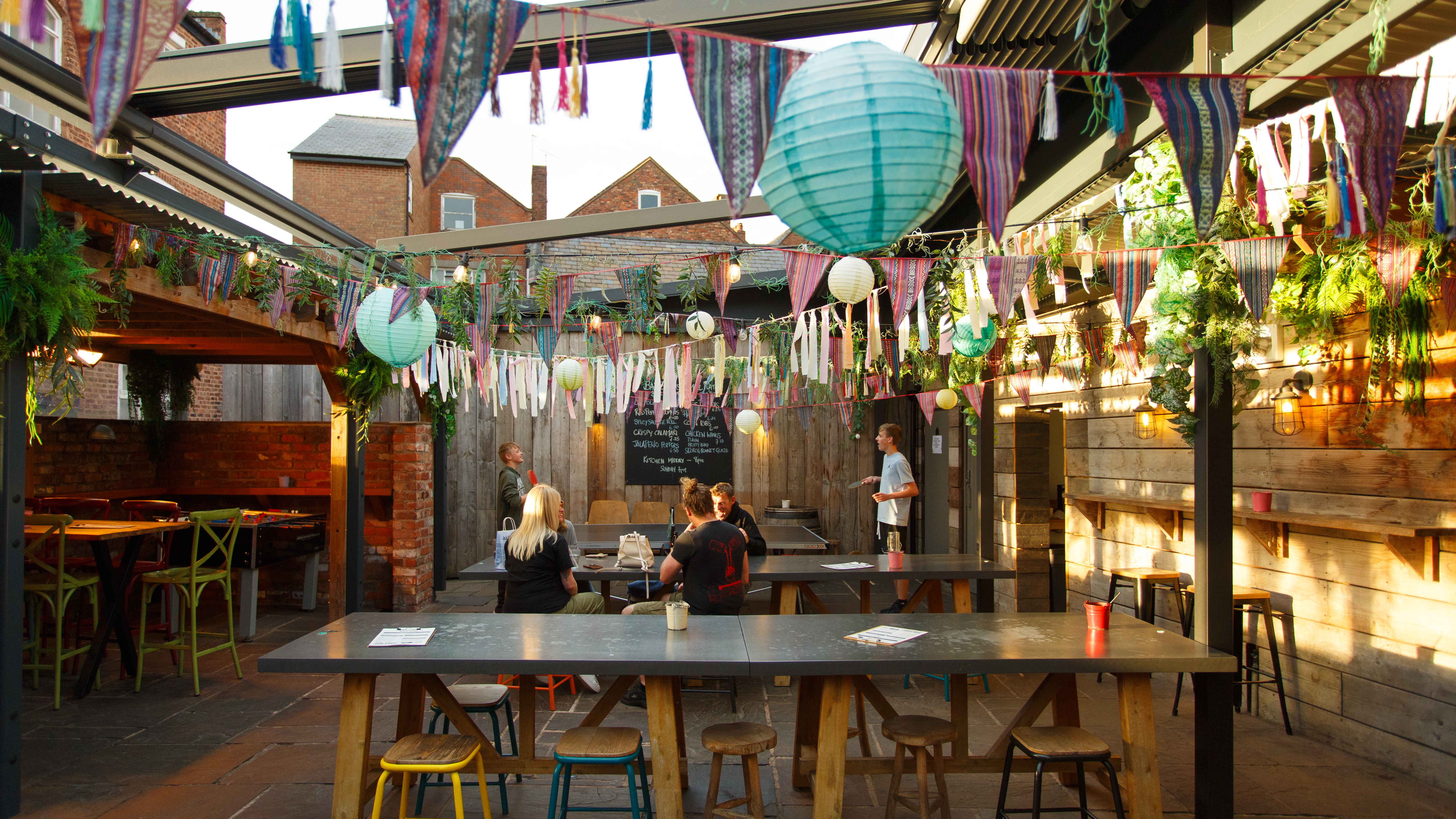 Outdoor terrace area at Commonhall Social in Chester