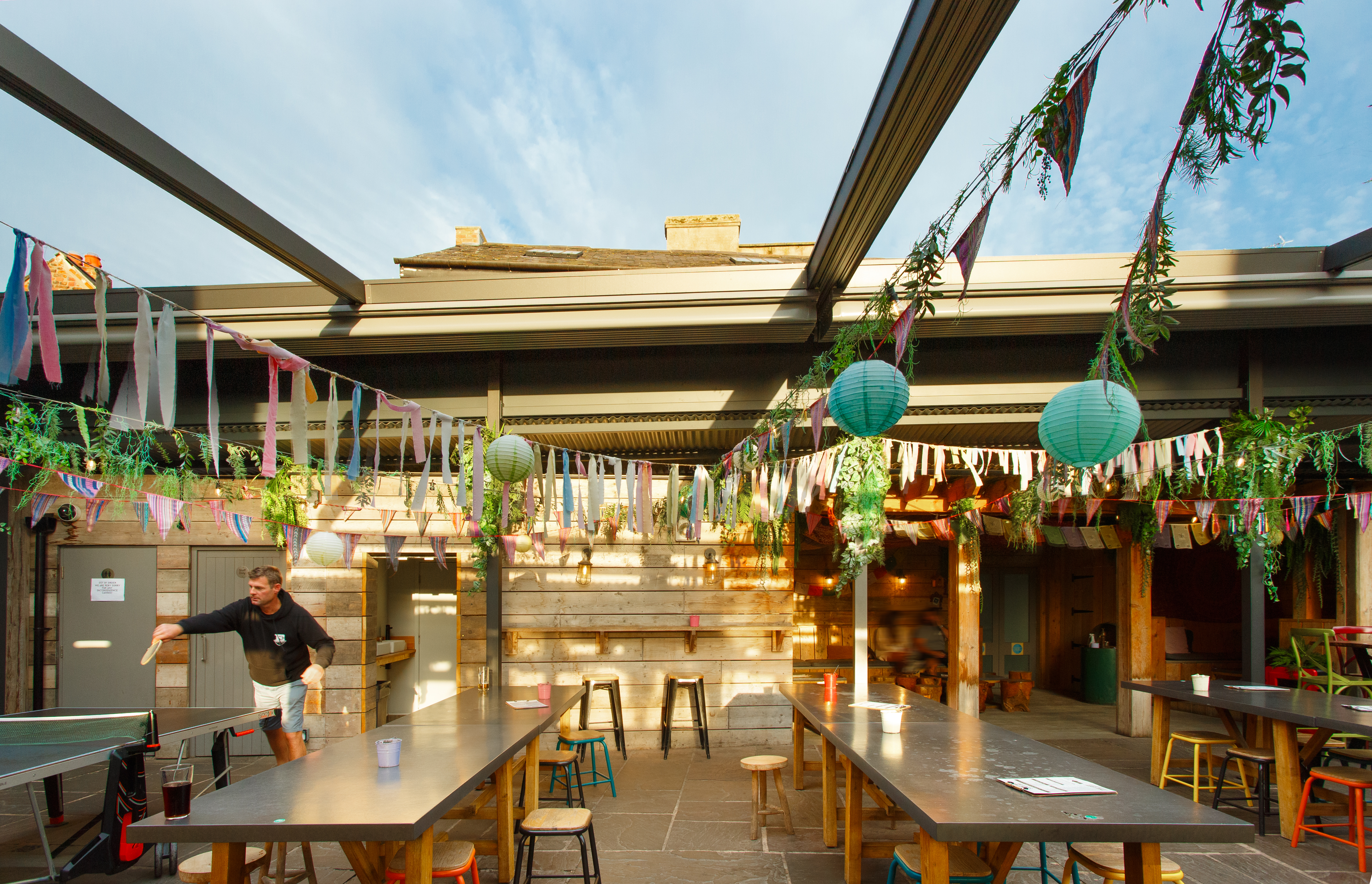 Outdoor dining area with roof at Commonhall St Social Chester